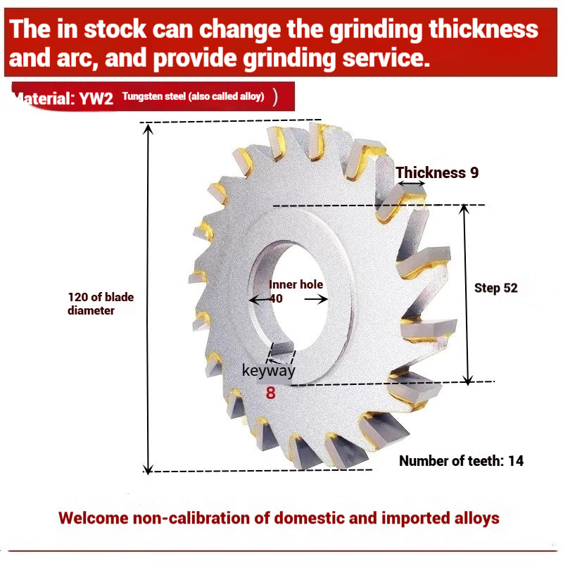 1057-Alloy three-face milling cutter can be customized tungsten steel 63 80 100 125 YW2 steel parts milling slot welding disk cutter Shandong Denso Pricision Tools Co.,Ltd.